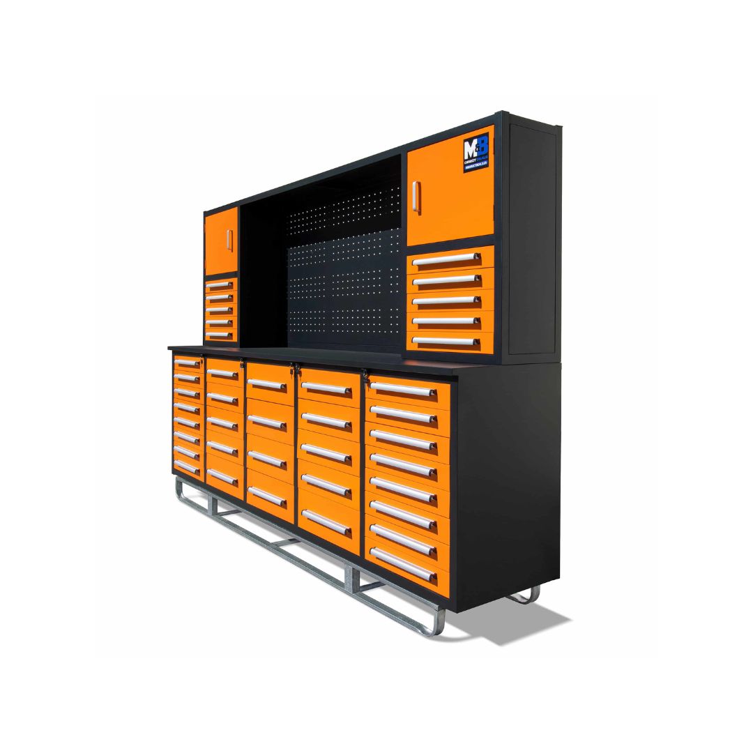 M&B | 10&rsquo; Workbench Cabinet with 40 Drawers - Container Consultants Australia
